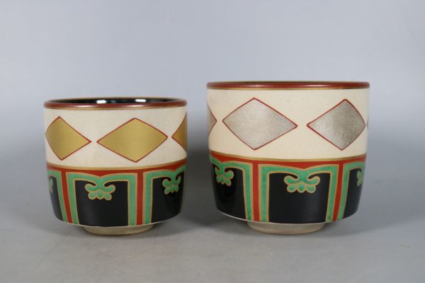 MOA美術館 仁清写 色絵金銀菱重茶碗(共箱) 茶碗 茶道具 色絵金銀菱