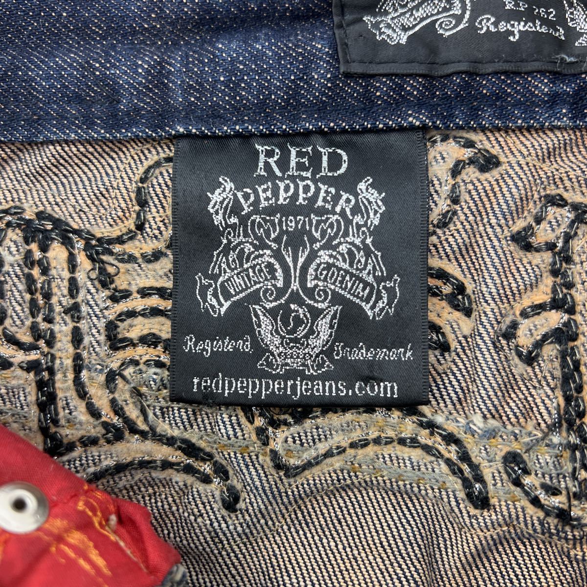 RED PEPPER レッドペッパー W30 スカル フェザー刺繍 デニムY2K【公式 