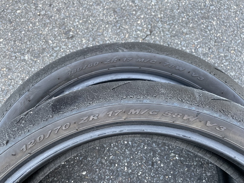 ピレリ PIRELLI スーパーコルサ SUPERCORSA V3 SC1 前後タイヤセット 120/70-17 180/60-17 中古
