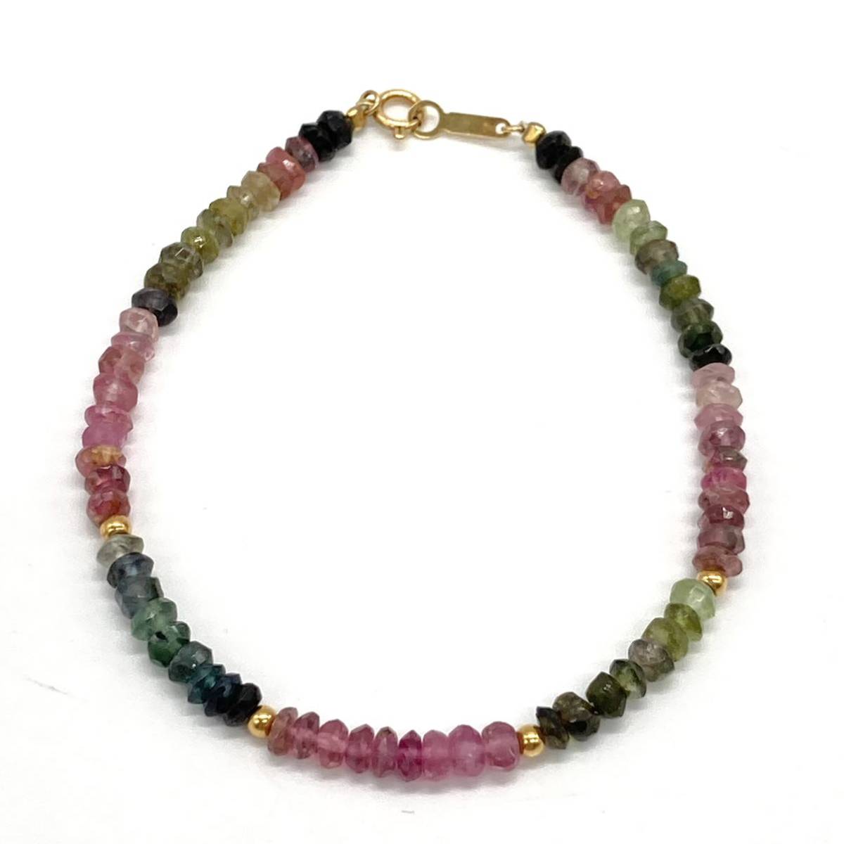 □K18マルチカラートルマリンブレスレット□重量約4.3g tourmaline 