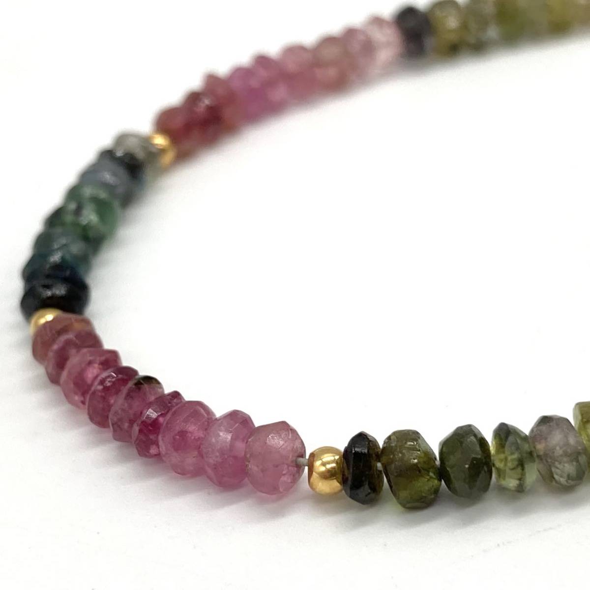 □K18マルチカラートルマリンブレスレット□重量約4.3g tourmaline 