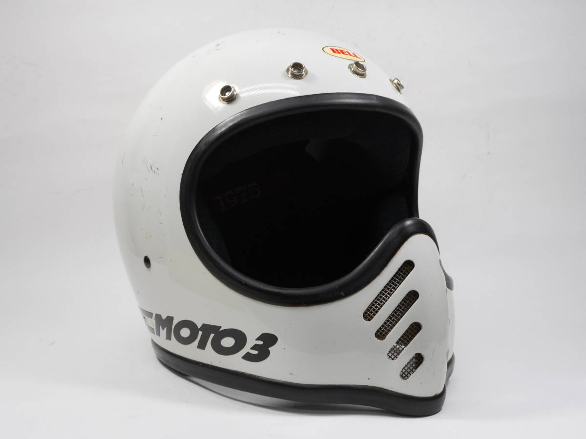 初期！70s BELL MOTO 3 白 Mシェル ☆ 70年代 ベル モト 3 500TX R-T 