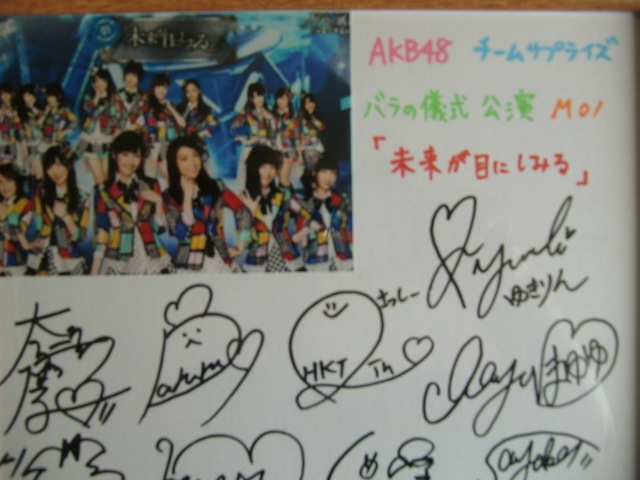 レア！！AKB 48 バラの儀式公演直筆サイン色紙（フレーム付）(サイン