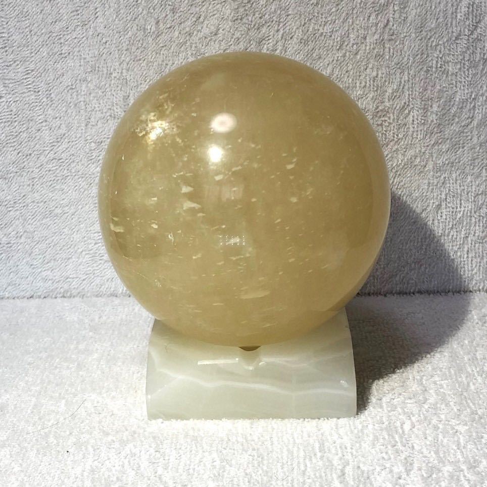 天然石】ゴールデンカルサイト丸玉（スフィア）特大サイズ 重さ2kg
