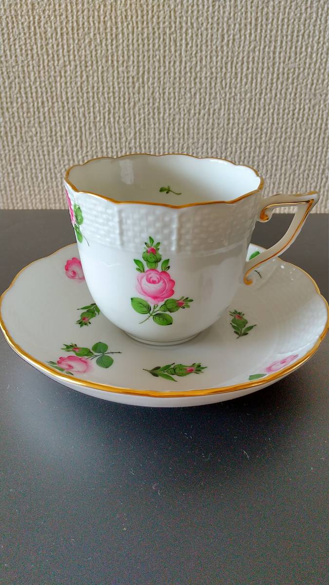 ヘレンド HEREND プティットローズ柄 コーヒーカップ＆ソーサー 金彩