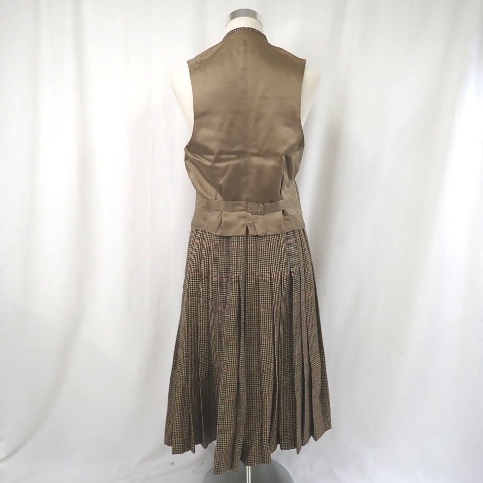 ★美品 INGEBORG/インゲボルグ セットアップ/ベスト + ロングラップスカート/M相当/ベージュ系/ウール100％/千鳥格子柄&1711300097 インゲボルグ INGEBORG &frasl; HOUSE PINK ファッション通販