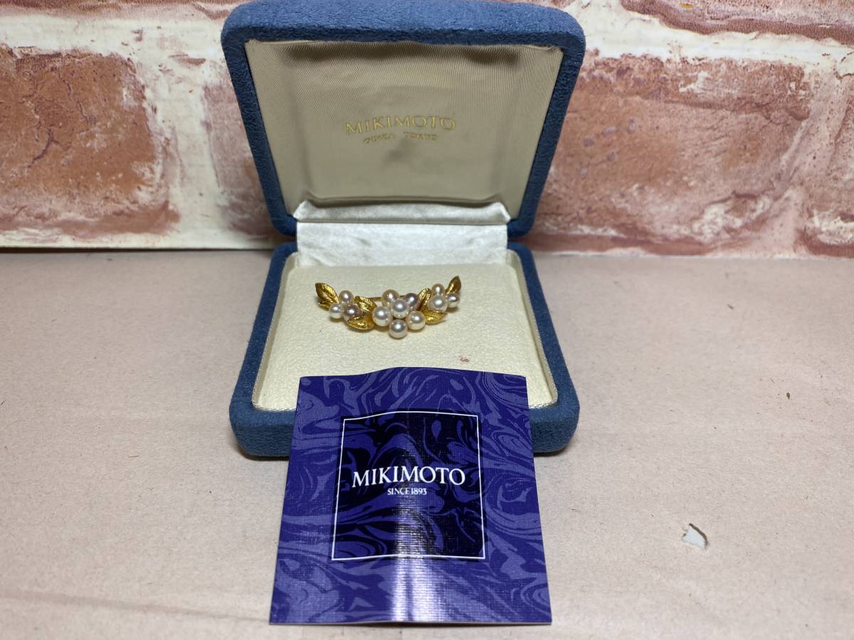 ☆MIKIMOTO ミキモト ブローチ K18使用 750 パール付き 総重量5.4g 横約4cm