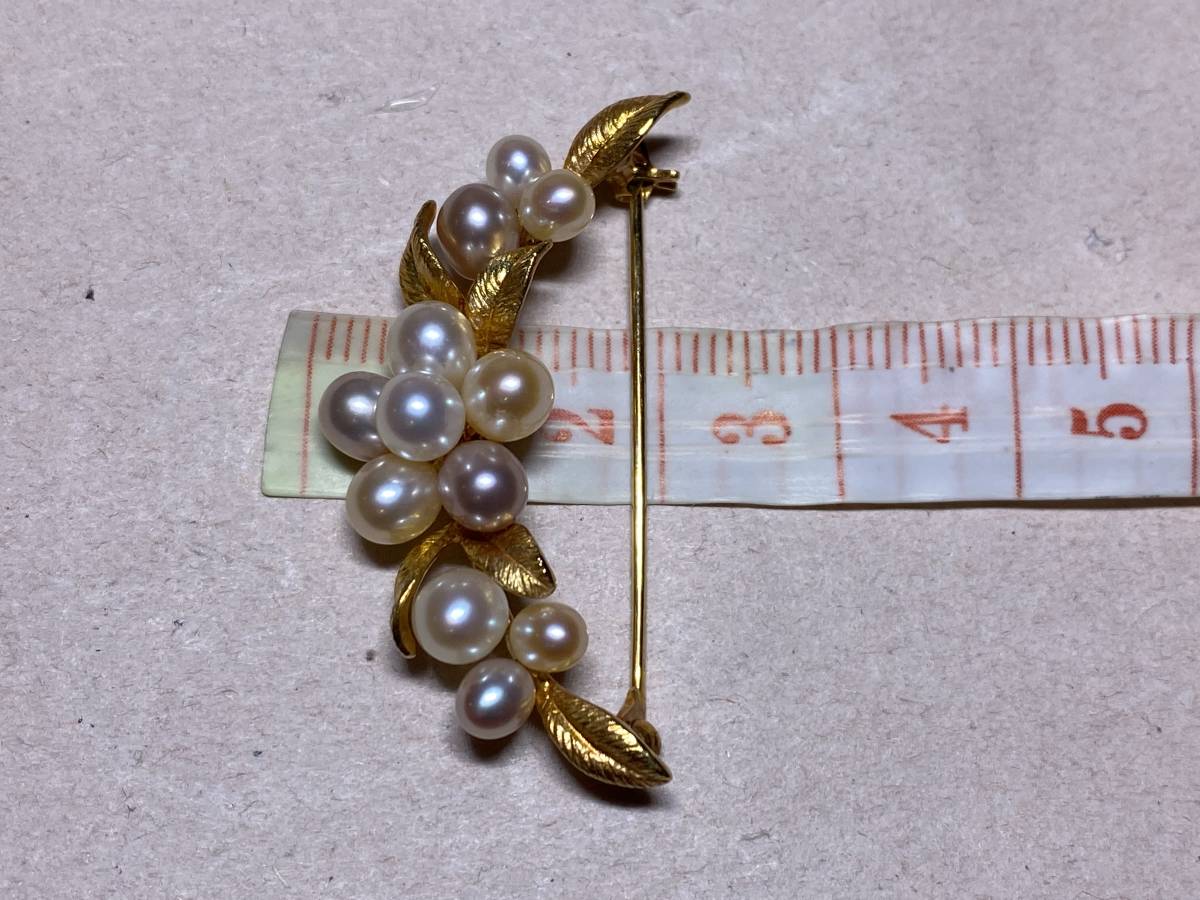☆MIKIMOTO ミキモト ブローチ K18使用 750 パール付き 総重量5.4g 横約4cm