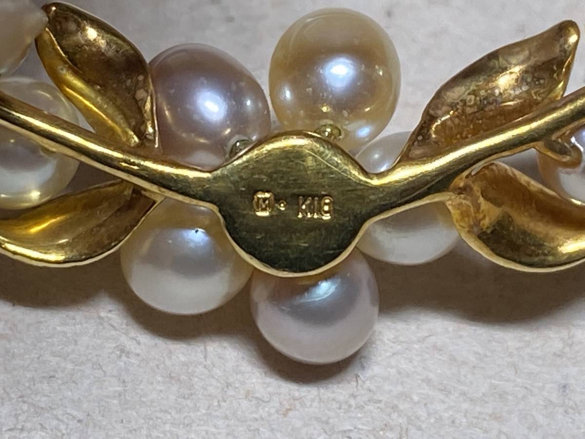 ☆MIKIMOTO ミキモト ブローチ K18使用 750 パール付き 総重量5.4g 横約4cm