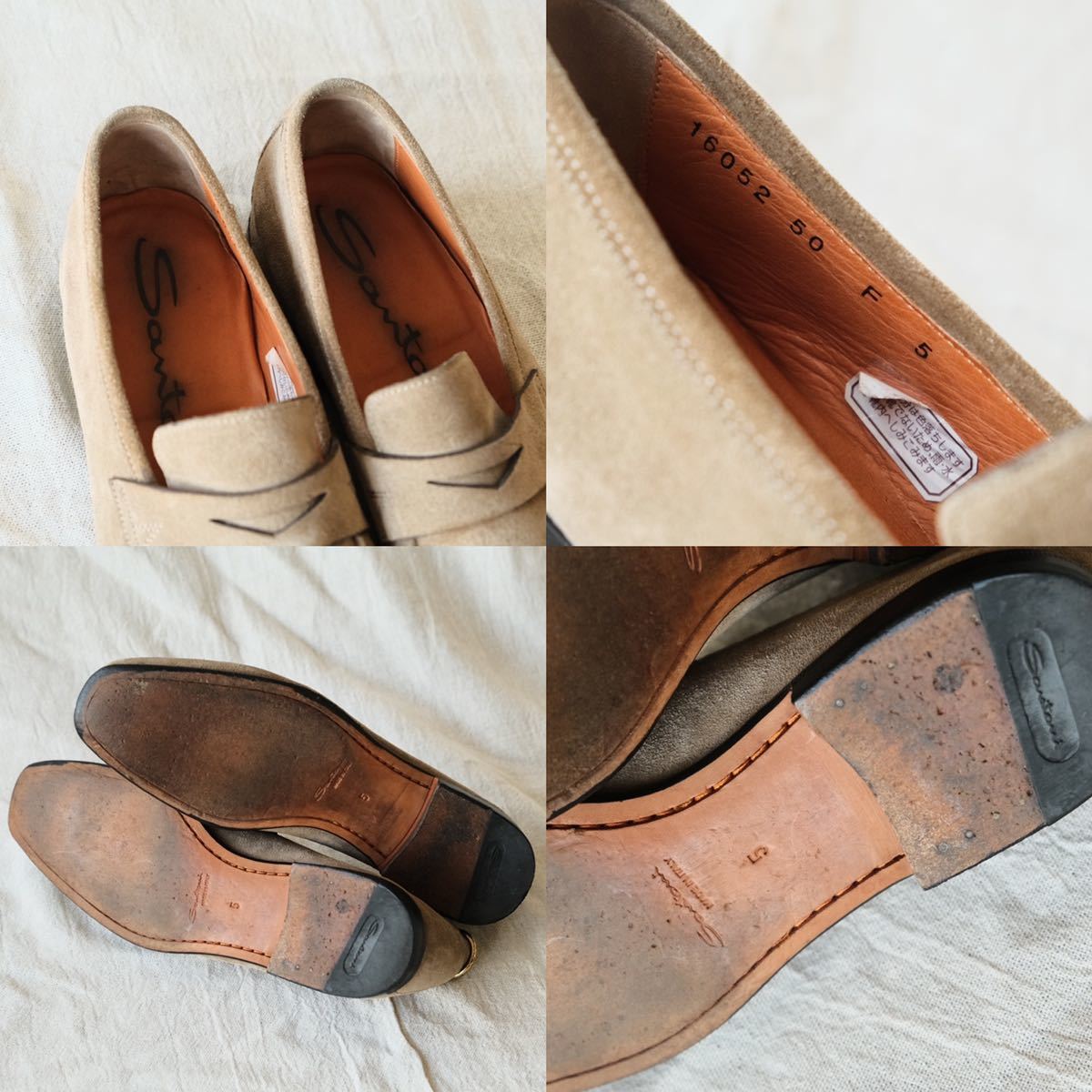 スエード ベージュ5 F｜Yahoo サントーニ ローファー ベージュ SANTONI 