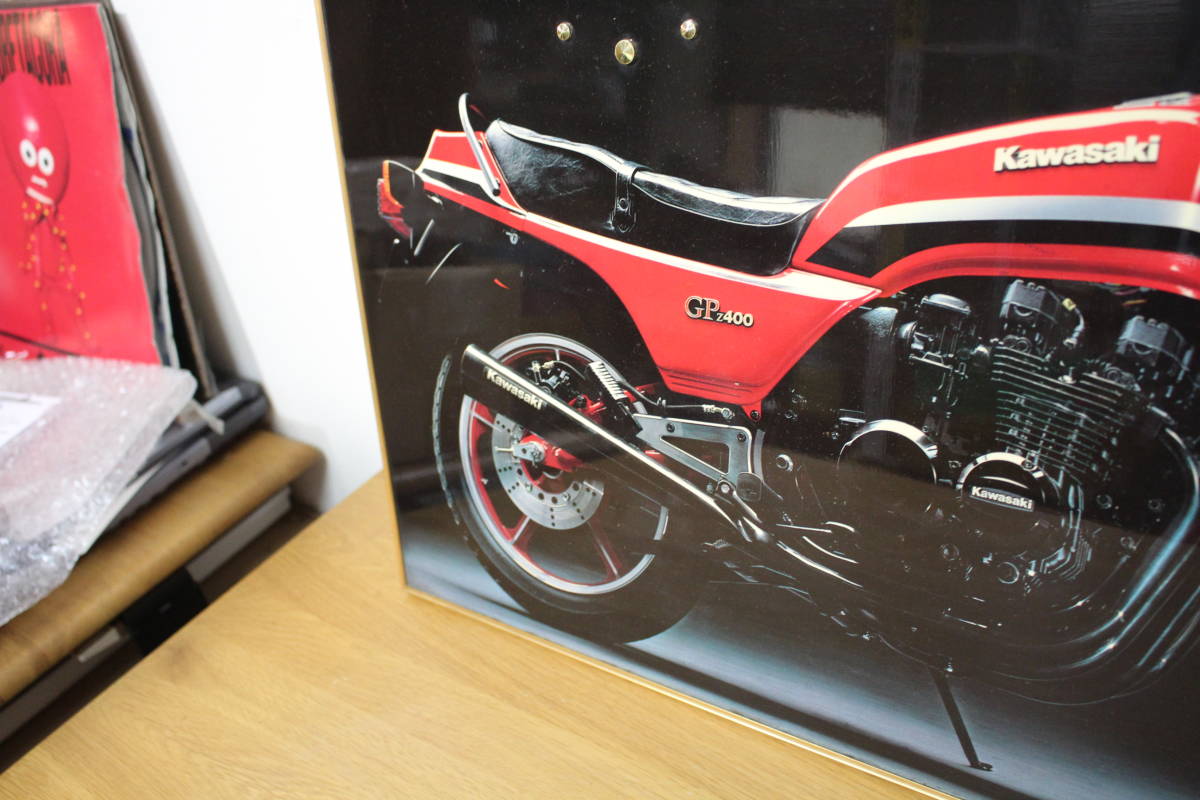 送料 \1700 KAWASAKI カワサキ Z400GP パネル時計 壁掛 ポスター 昭和 