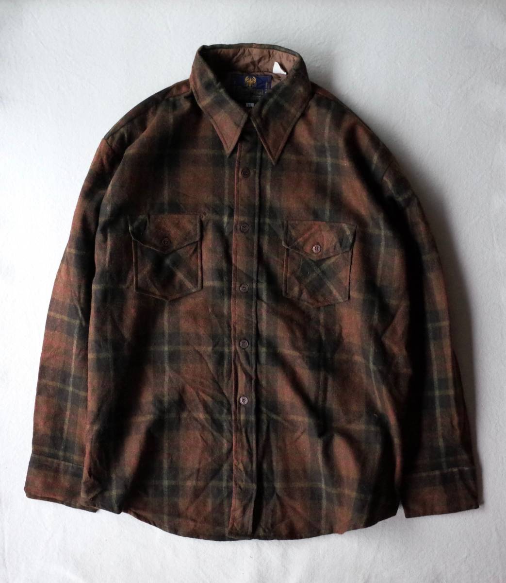 70年代 ヘビーウールシャツ CPOシャツ チェックシャツ メンズL