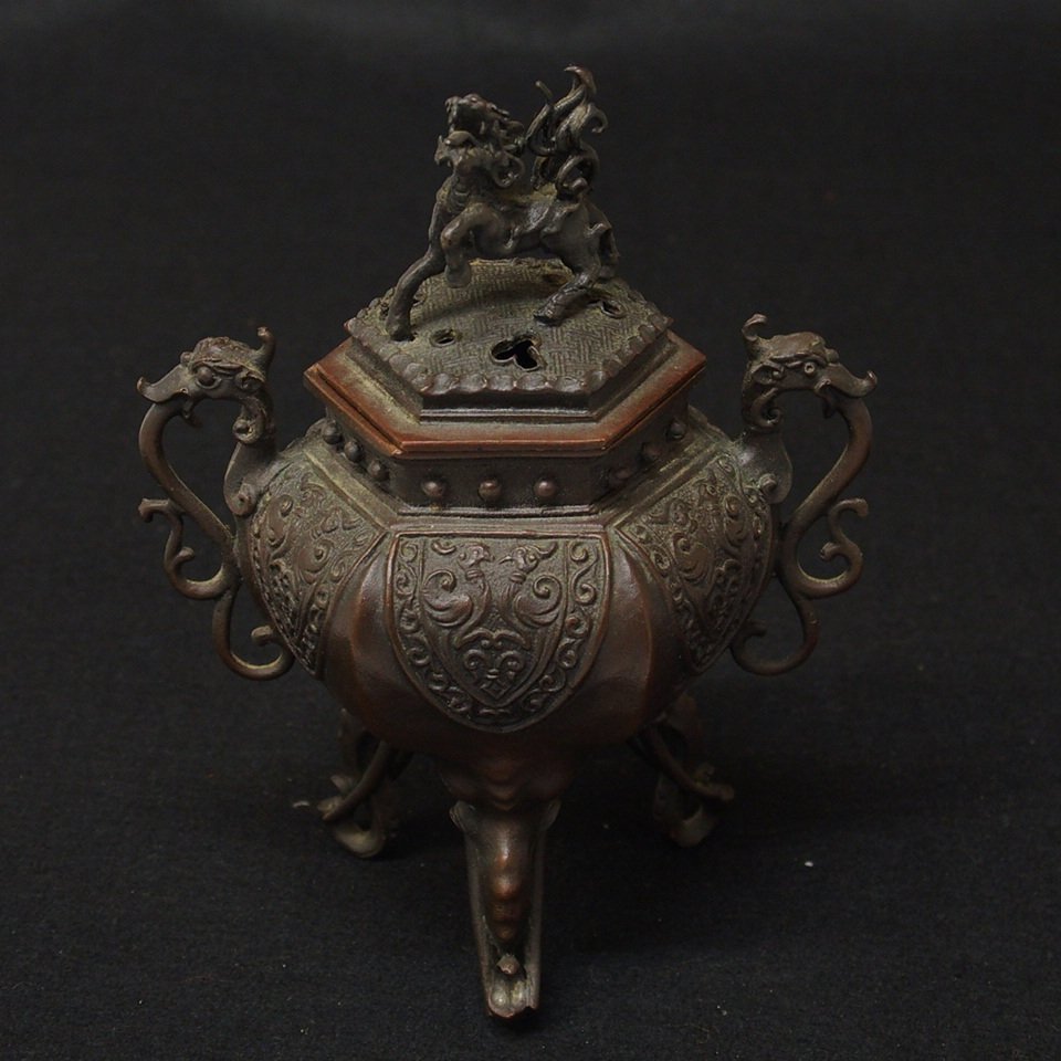 米田秀保作 六角麒麟香炉 【公式通販】