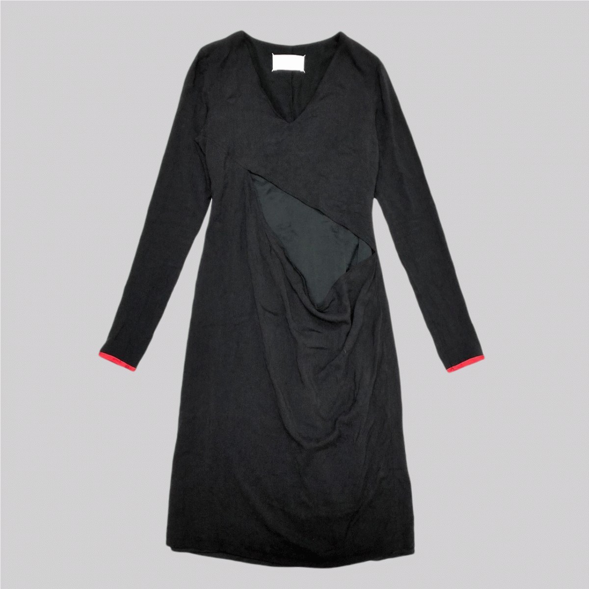 Martin Margiela マルタン マルジェラ イタリア製 白タグ ここのえ期 長袖 ロングスリーブ ドレープ ワンピース 表記サイズ(40)