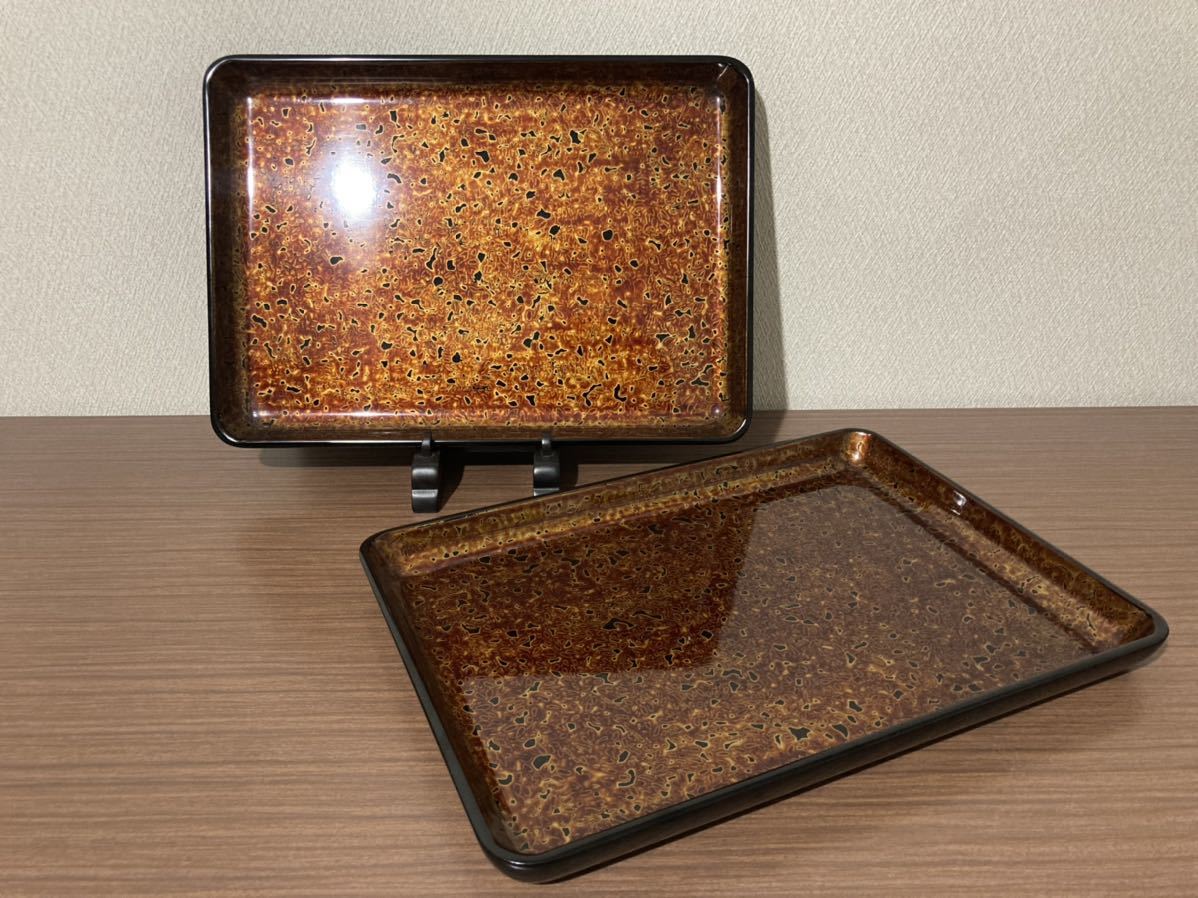 津軽塗・角盆 （津軽塗 長手盆 お盆 角盆 トレイ 善 唐塗 赤 漆器 伝統  