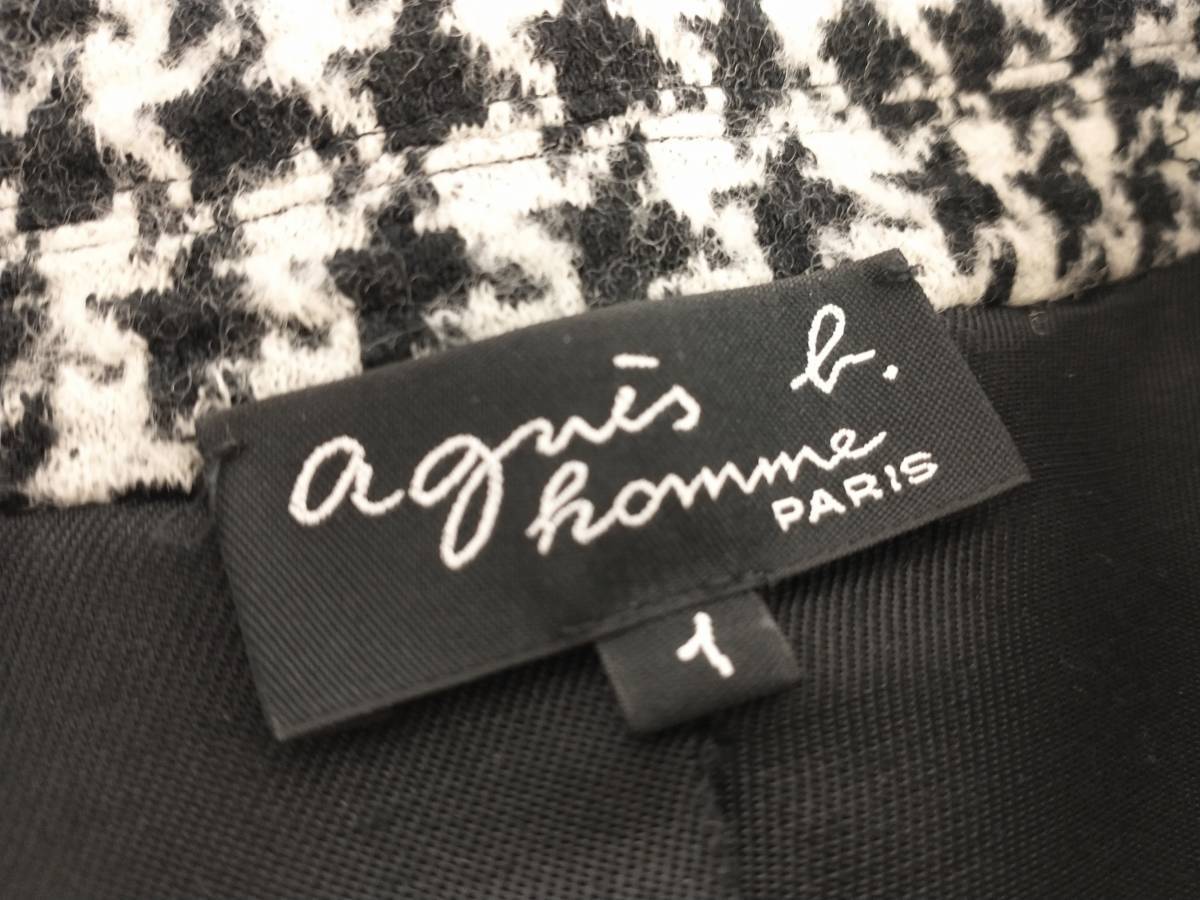 Agns b. HOMME アニエスベー オム テーラードジャケット サイズ1 千鳥 