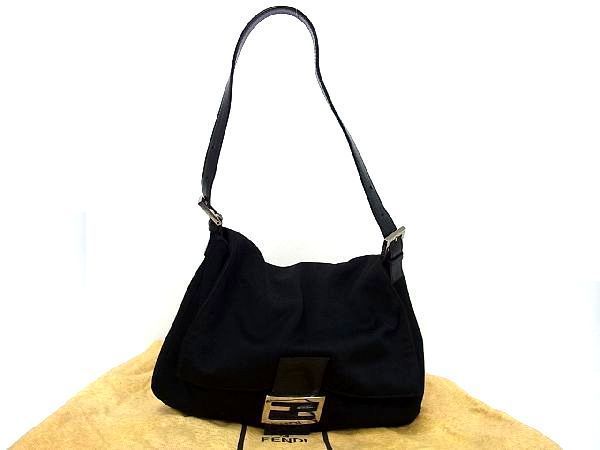 FENDI マンマバケット コットンジャージー 黒 FF ワンショルダーバッグ 
