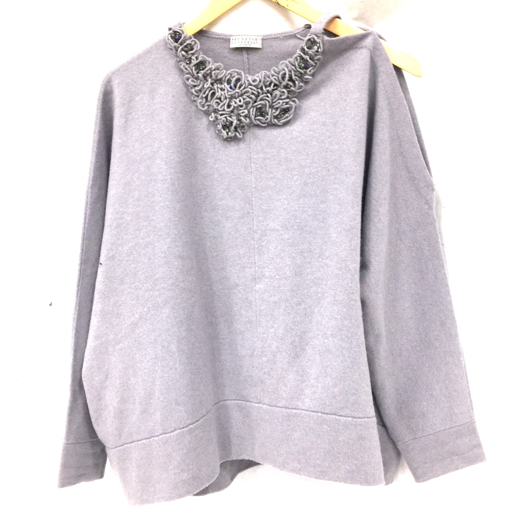 ブルネロ クチネリ サイズ M 長袖 カシミア ニット セーター ビジューレディース グレー系BRUNELLO CUCINELLI ブルネロクチネリ BRUNELLO CUCINELLI ダークグレー×白×ブロンズ 長袖セーター&frasl;ニット 良品