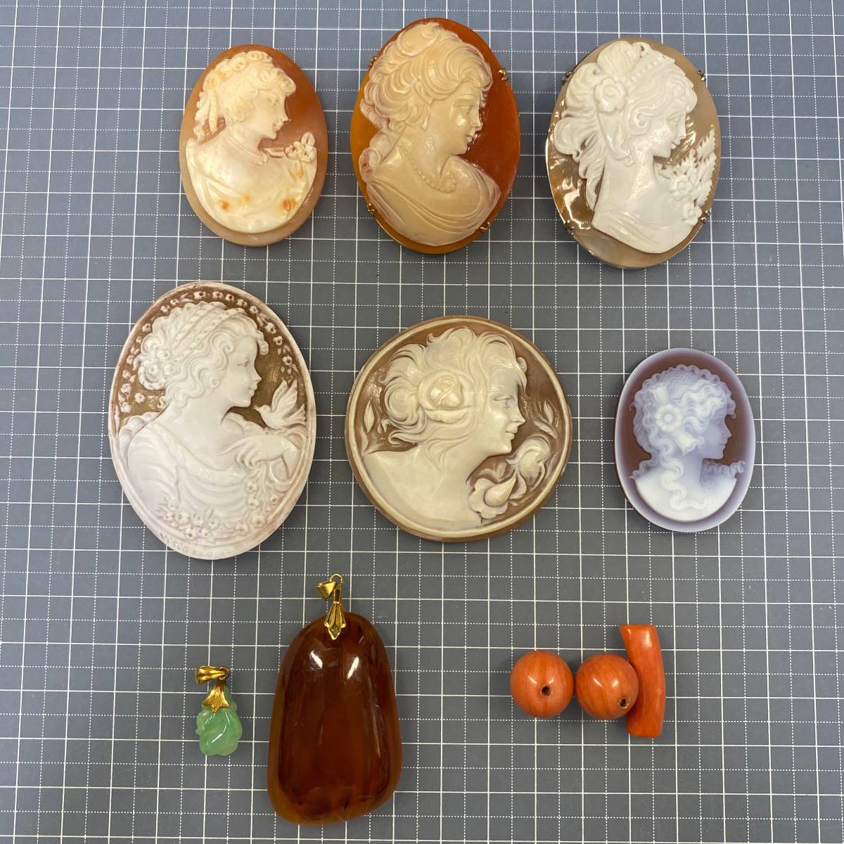 アクセサリー まとめてセット 中古保管品 / 珊瑚 べっ甲 カメオ 水晶