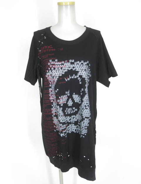 h.ANARCHY ドクロスタッズプリントダメージ半袖カットソー / h.NAOTO エイチナオト エイチアナーキー [B49849]