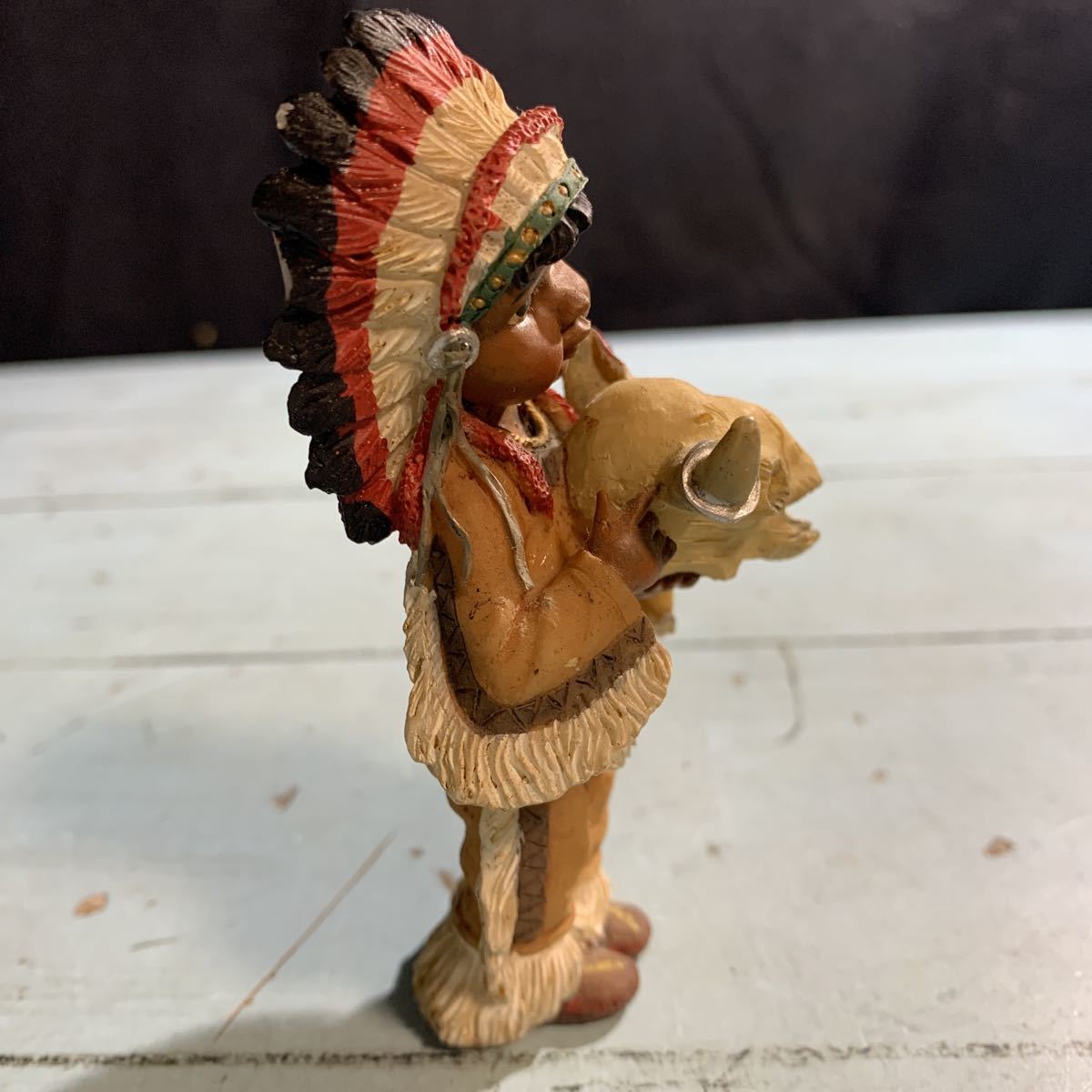 アメリカインディアン 置物 牛の頭蓋骨 スカル オブジェ インテリア 