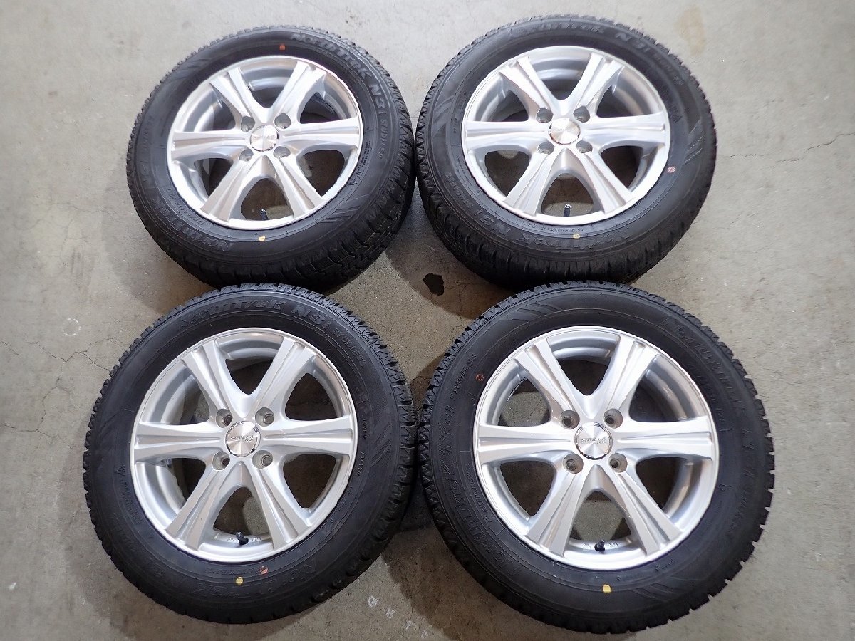 QR651【送料無料175/65R14】GD型フィット等 中古スタッドレスセット 2019年★14×5.5J 100/4H ET50★