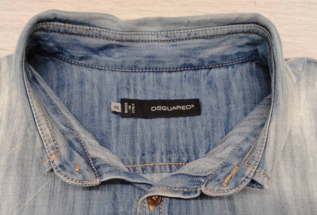 DSQUARED2 ディースク ペイント加工 デニムシャツ 44 メンズS ディー 