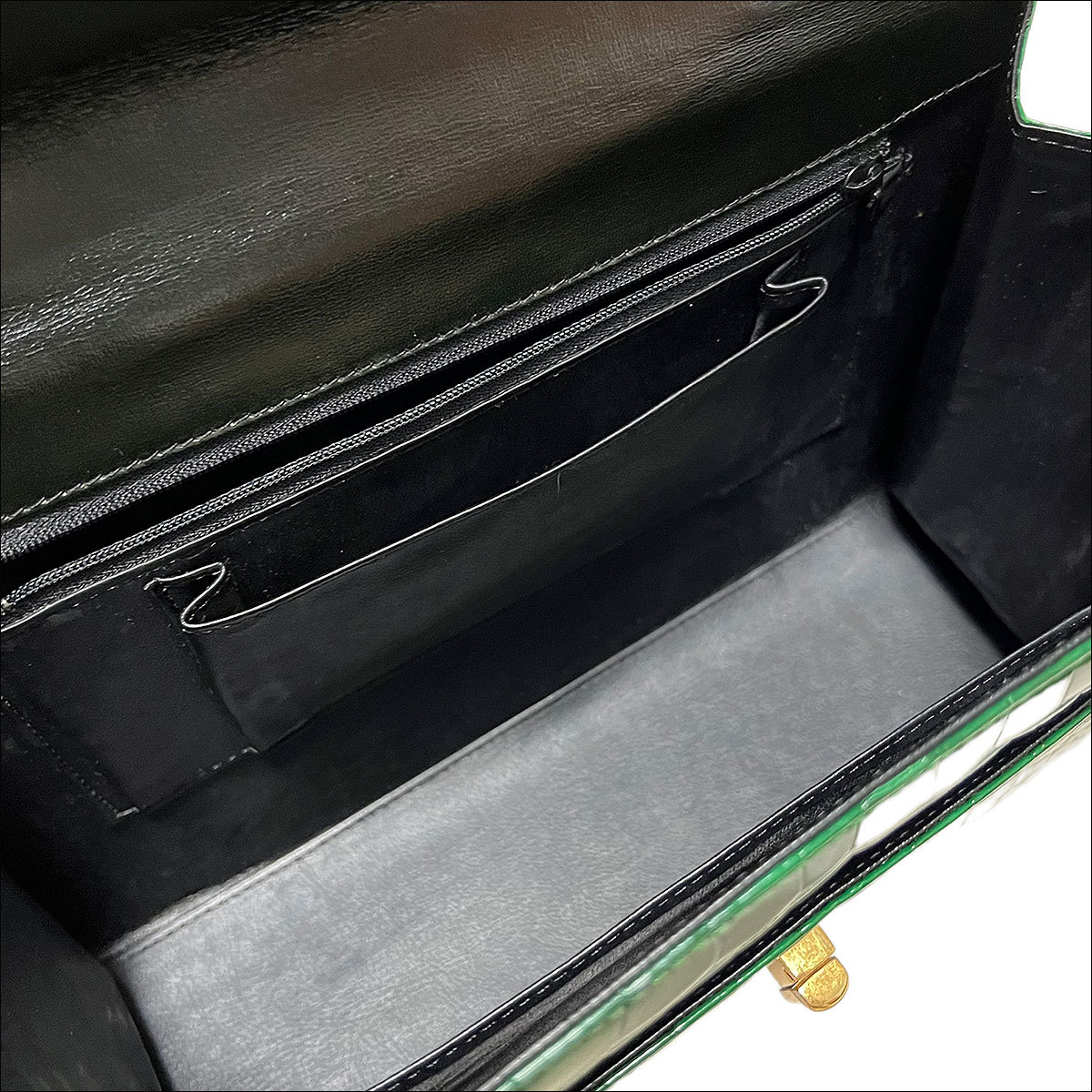 美品1スタ アリゲーター クロコダイル シャイニング センター取り ハンドバッグ ゴールド金具 グリーン genuine crocodile ワニ革 J6358 クロコダイル 1円スタート シャイニング クロコダイルレザー長財布 1スタ○1円スタート○クロコダイル 札束入れ