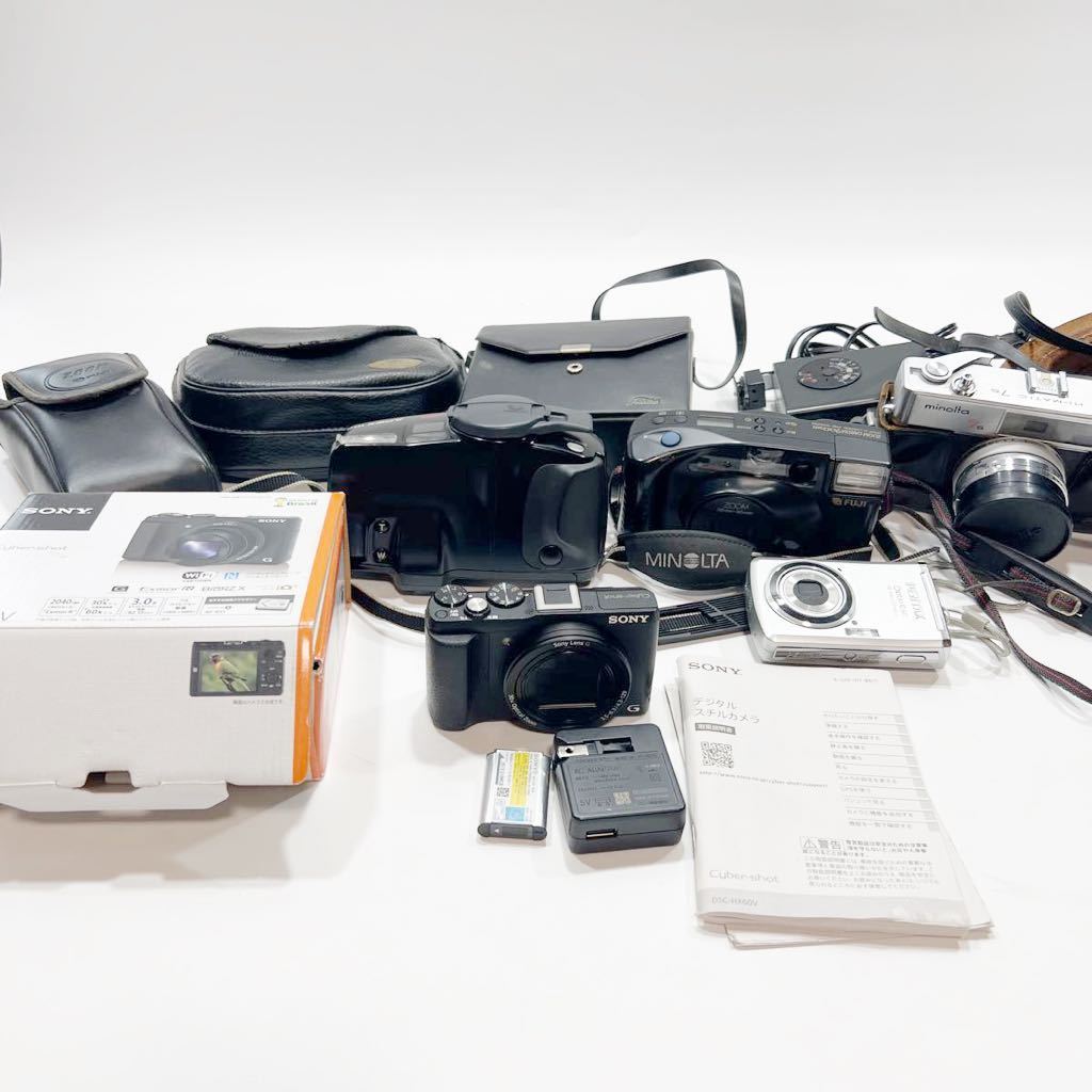 ジャンク　送料無料　ソニー　sony ミノルタ　フジ　DSC-HX60V OPTIO E60 HI-MATIC 7s zoomCARDIA900 APEX105 カメラ　デジカメ　まとめ SONY DSC-HX60V Cyber-shot #1348 専用革ケース付き 価格.com
