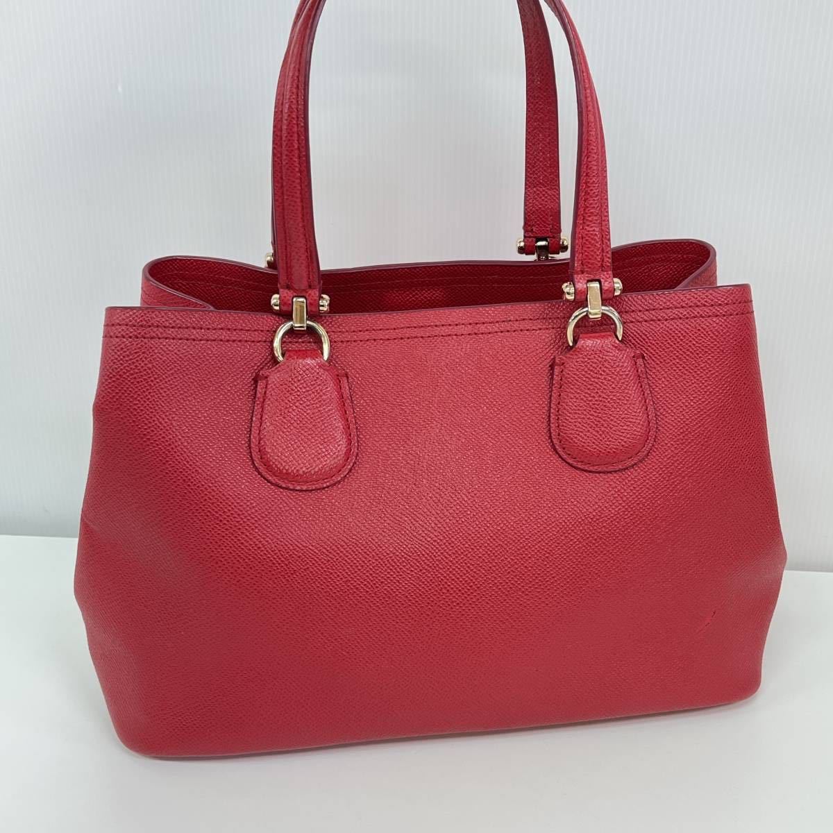 COACH コーチ レザー 2way ハンドバッグ ショルダーバッグ レッド 赤