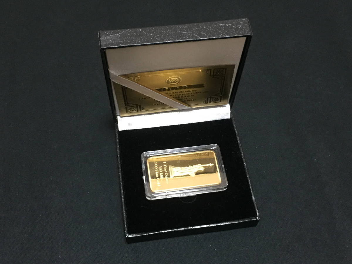 【T117】アメリカ金貨　ゴールドバー 自由の女神 1オンス 証明書付 約31g Worth Collection 磁石に付かない