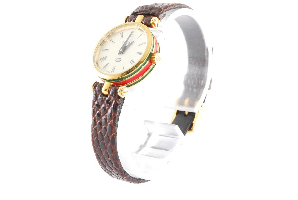グッチ シェリーライン GUCCI 腕時計 レディース クォーツ アイボリー クオーツ - 白 レディス 中古GUCCI リザード 時計（レディース腕時計｜腕時計）の通販 ゴールド オシャレ