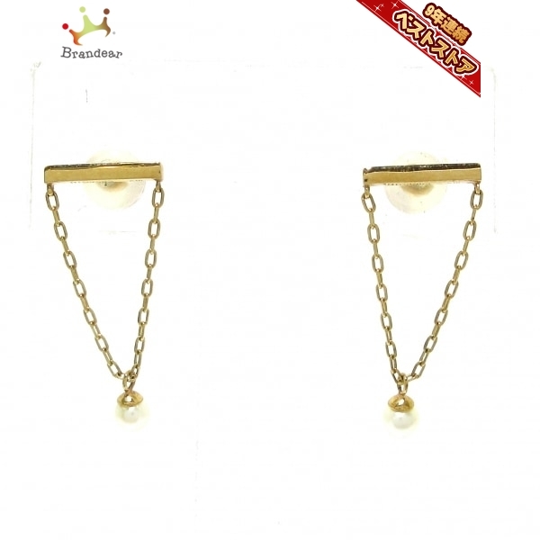ヒロタカ Hirotaka ピアス - K10YG×パール 白 美品 アクセサリー（耳）