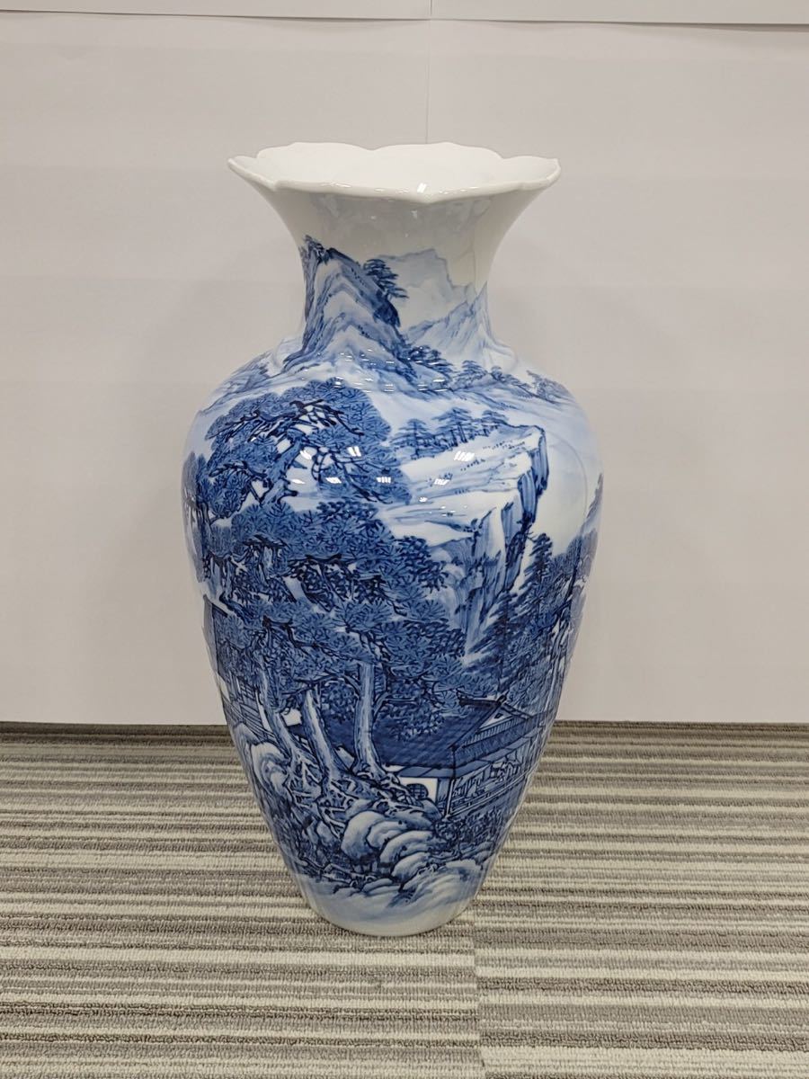 赤字超特価，豊富な 山水図 松九寿門 染付 花瓶 花器 フラワーベース 飾壺 飾花瓶 高さ約45cm KS9-102(染付)｜売買されたオークション情報、yahooの商品情報をアーカイブ公開 - オークファン 伊万里、有田