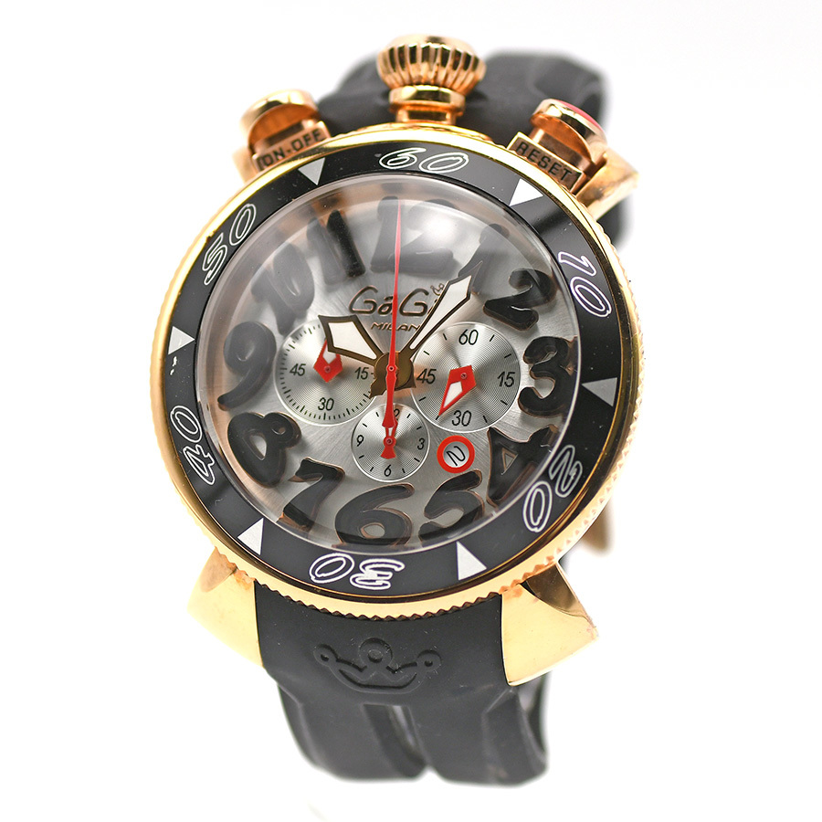 【稼働】ガガミラノ クロノ 48mm クォーツ 腕時計 クロノグラフ デイト ガガミラノ GaGa MILANO クロノ 48MM クロノグラフ 6056.6 クォーツ