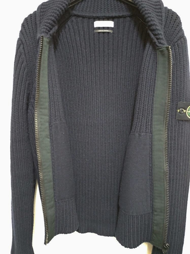☆美品・STONE ISLAND・ローゲージニットブルゾン・ネイビー・M☆(M 
