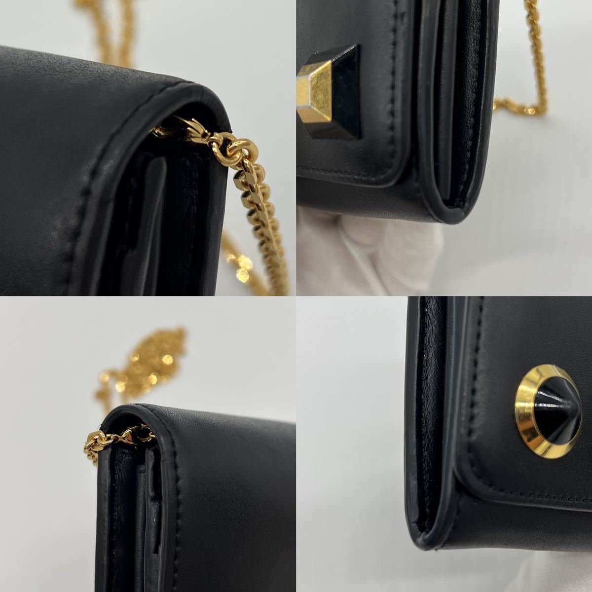 1円〜 【美品】FENDI フェンディ チェーンウォレット 長財布 スタッズ 