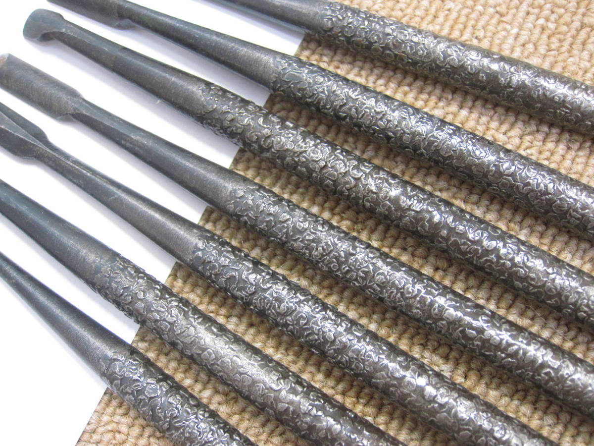 ○共柄彫刻刀○在銘 政吉 7本組 手打ち仕上げ 本職用?