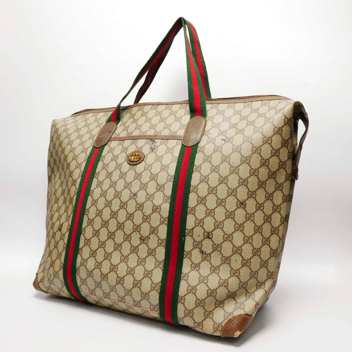 オールドグッチ ボストンバッグ GUCCI トートバッグ グッチ ヴィンテージ PVC 大 シェリーライン GG柄 グッチ(GUCCI) | 中古 GUCCI) オールドグッチ(OLD マイクロGG