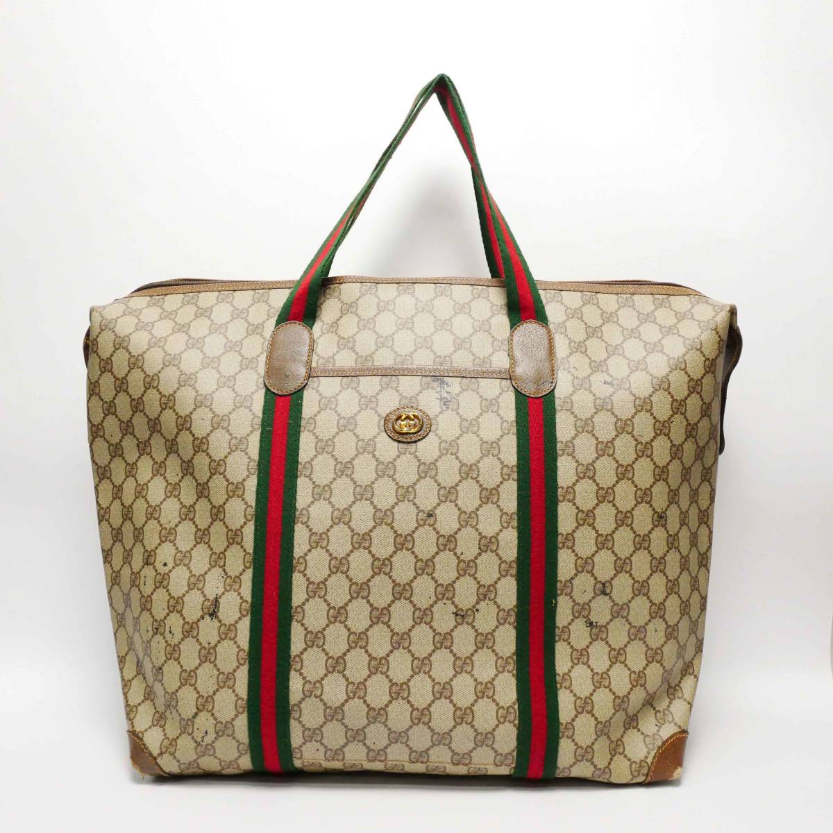 オールドグッチ ボストンバッグ GUCCI トートバッグ グッチ ヴィンテージ PVC 大 シェリーライン GG柄 グッチ(GUCCI) | 中古 GUCCI) オールドグッチ(OLD マイクロGG