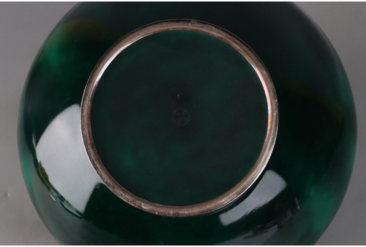 URA]安藤七宝/花草文花瓶/12-9-106(検)骨董/七宝焼/花器/花入/花生/壷