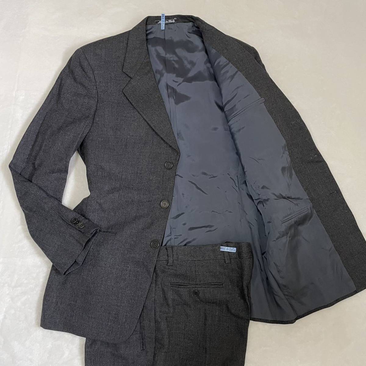 最安値，爆買い ジョルジオアルマーニ 王者の風格 GIORGIO ARMANI ストライプ柄 スーツセットアップ テーラードジャケット 52 / XL以上 グレー(XLサイズ以上)｜売買されたオークション情報、yahooの商品情報をアー XLサイズ以上