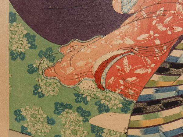 ⑥五渡亭国貞 美人画 手摺木版画 彩色木版画 浮世絵 髪かき 髪結 櫛