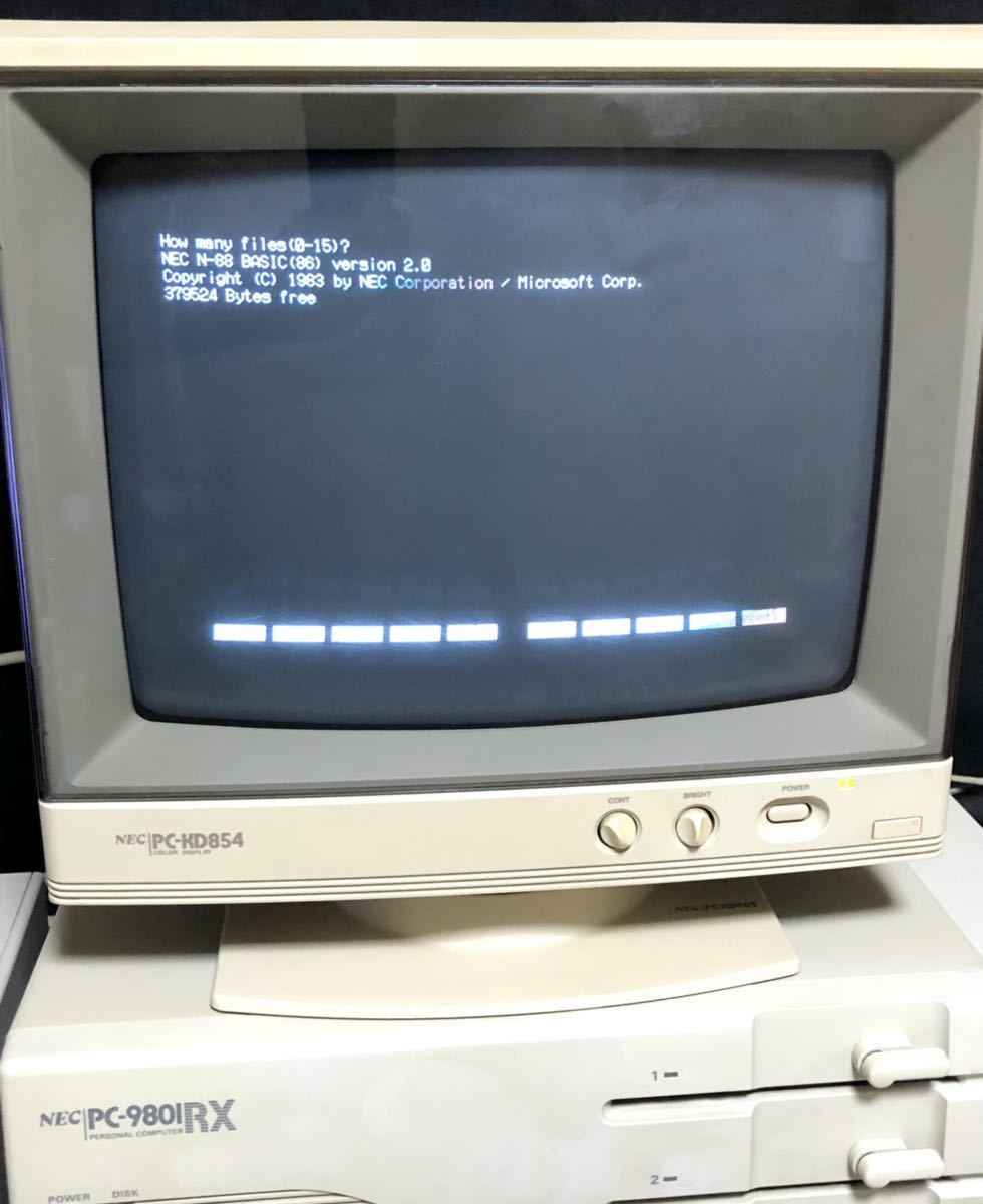 通電のみ確認【NEC《PC-9801 RX4》本体+モニター+キーボード+