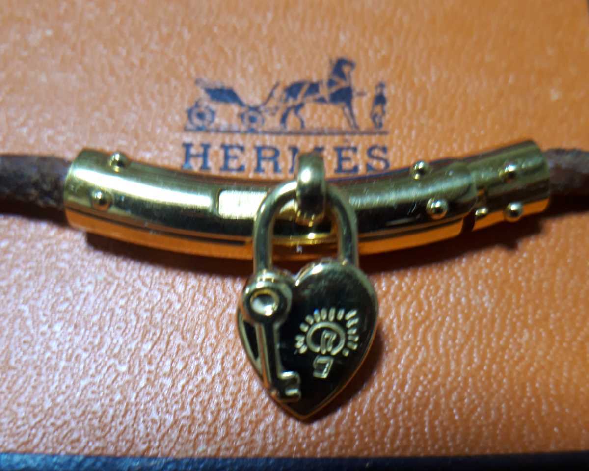  HERMES エルメス ヴィヴィリデ チョーカー レザー ブラウン ゴールド金具 ハート(ネックレス、ペンダント、チョーカー)｜売買されたオークション情報、yahooの商品情報をアーカイブ公開 - オ ネックレス、ペンダント、チョーカー