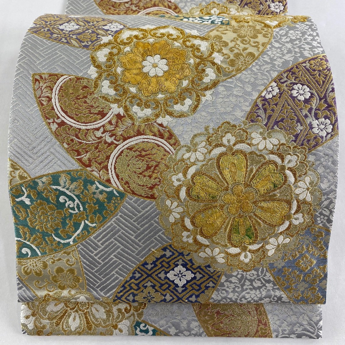 【激安大特価，SALE】 競ナビ 袋帯 名品 じゅらく 黄金繭 華文 花唐草 金銀糸 箔箔 灰色 六通 正絹(仕立て上がり)｜売買されたオークション情報、yahooの商品情報をアーカイブ公開 - オークファン 仕立て上がり