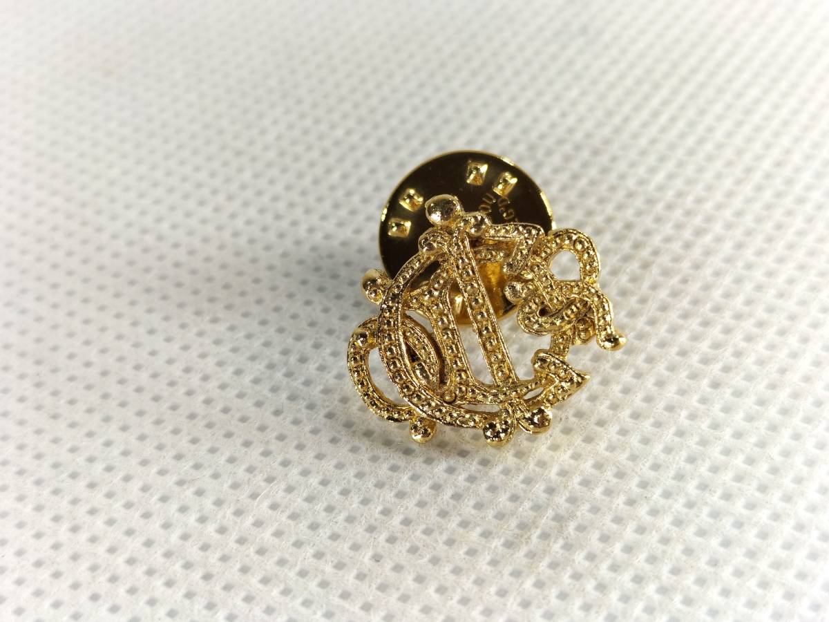 【パケ無料】正規美品 希少レア ディオール CDRロゴ ピンブローチ ピンバッジ ゴールド アンティークエンブレムロゴ ヴィンテージ [g1054]