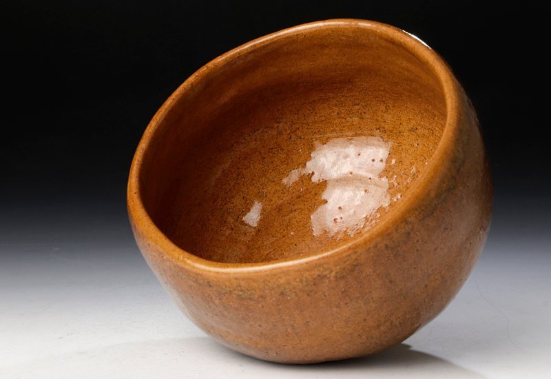 古美味】九代大樋長左衛門造 飴釉茶碗 茶道具 保証品 JW9n 古美味九代