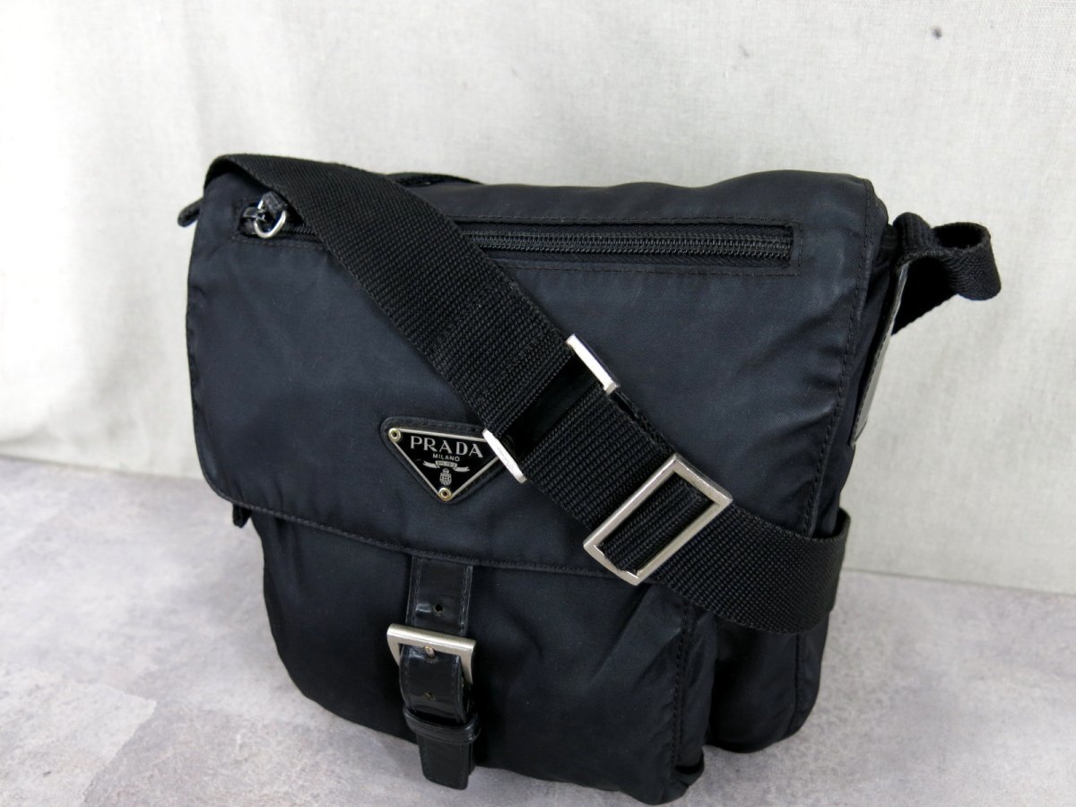 ○PRADA プラダ○ポコノ ナイロン カーフ レザー 本革○ショルダー 