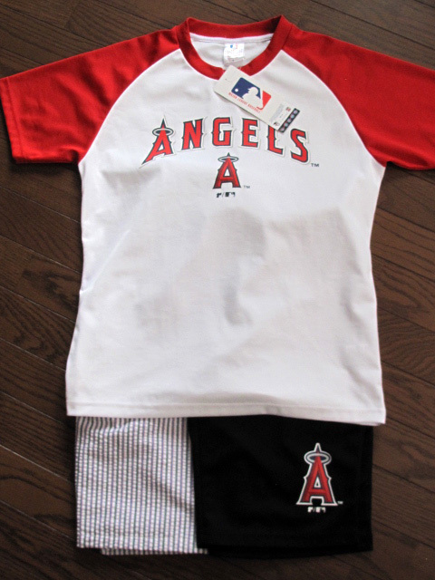 新品 エンジェルス MLB メジャーリーグ 大谷翔平上下3点セット 2パンツ ルームウェア M ビックロゴ シアサッカー